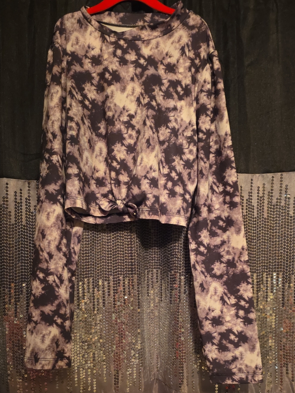 art class Purple and Cream Tie-Dye Long Sleeve Crop Top